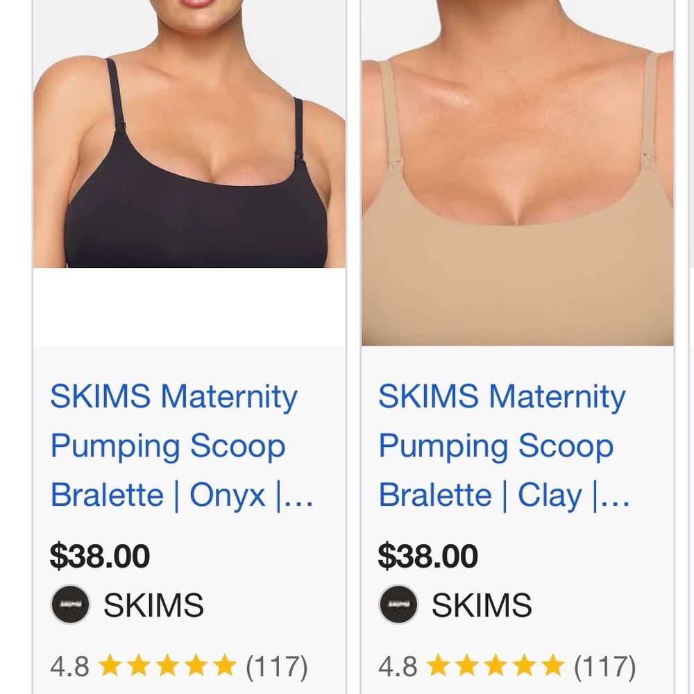 Two for One SKIMS Maternity Pumping Scoop Bralette in Onyx & Clay